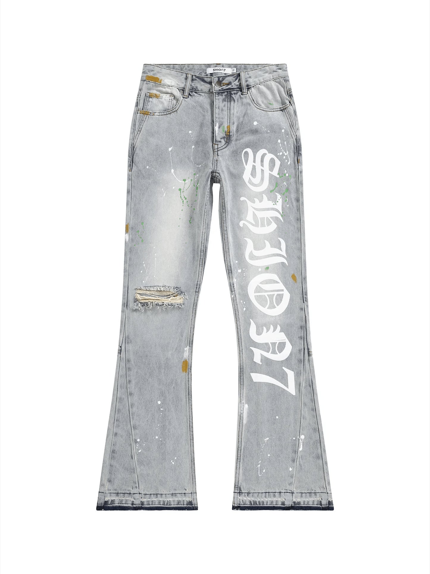 Luxury Retro Blue Graphic Flared Jeans - The 4 Season Clothing Brand