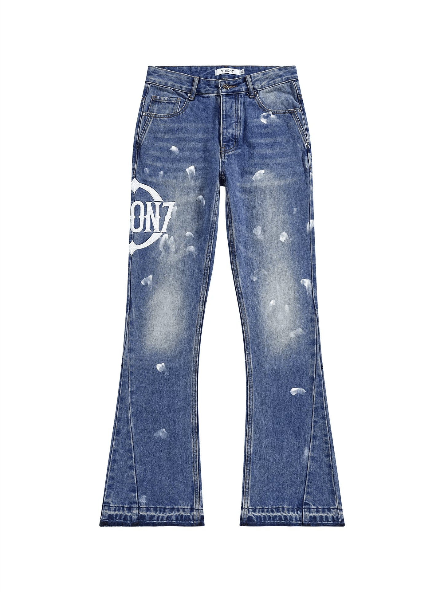 Luxury Retro Blue Graphic Flared Jeans - The 4 Season Clothing Brand