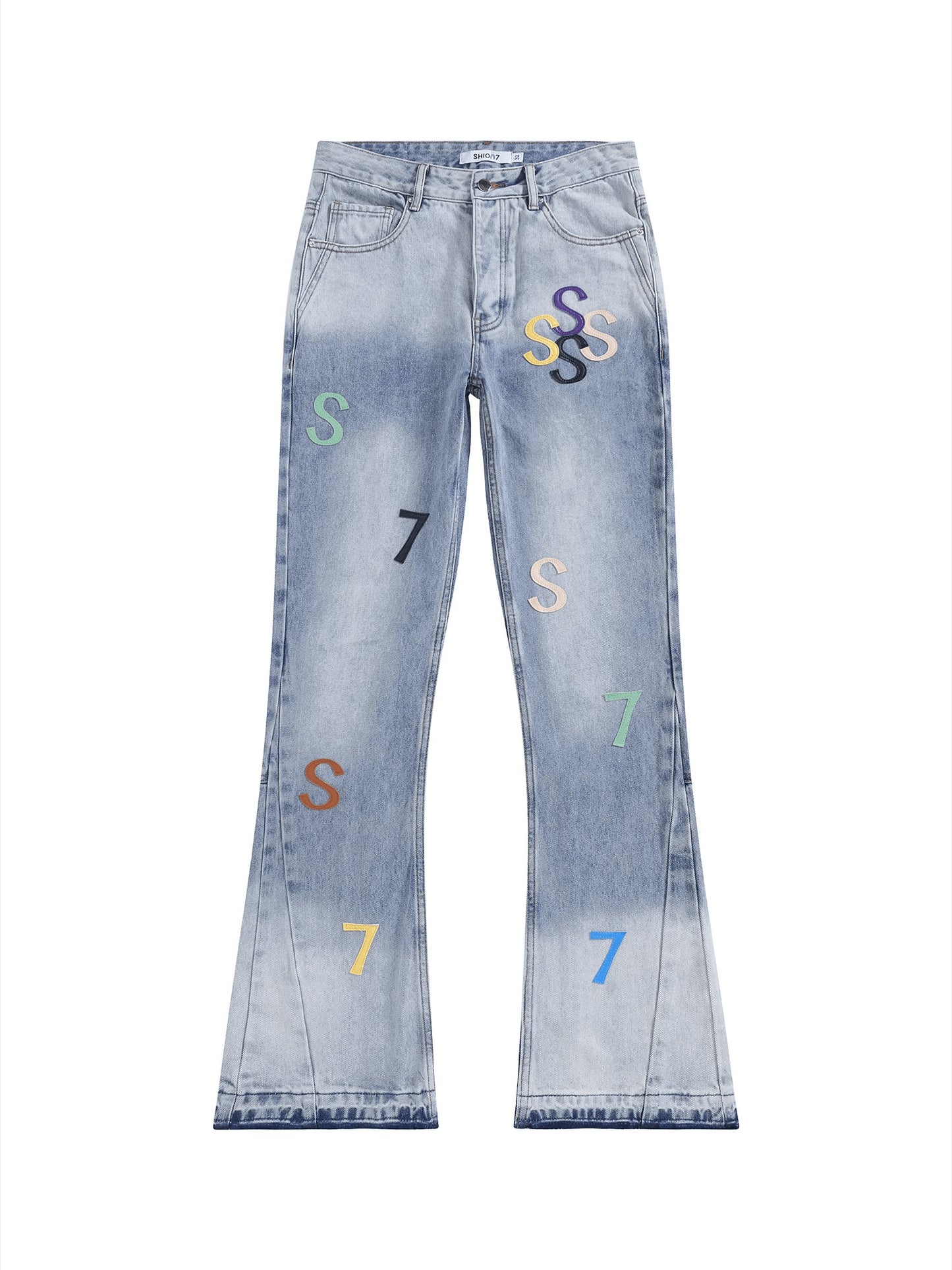 Luxury Retro Blue Graphic Flared Jeans - The 4 Season Clothing Brand