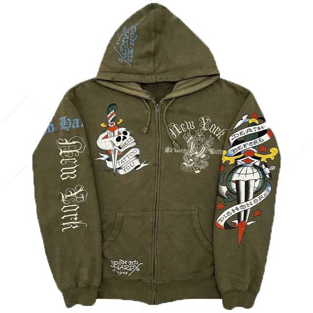 American Retro Graphic Printed Zip-up Hoodie - The 4 Season Clothing Brand