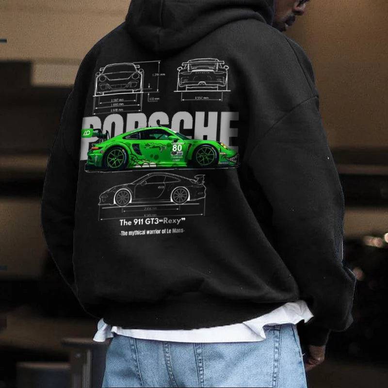 Retro Casual Racing Car Graphic Hoodie - The 4 Season Clothing Brand