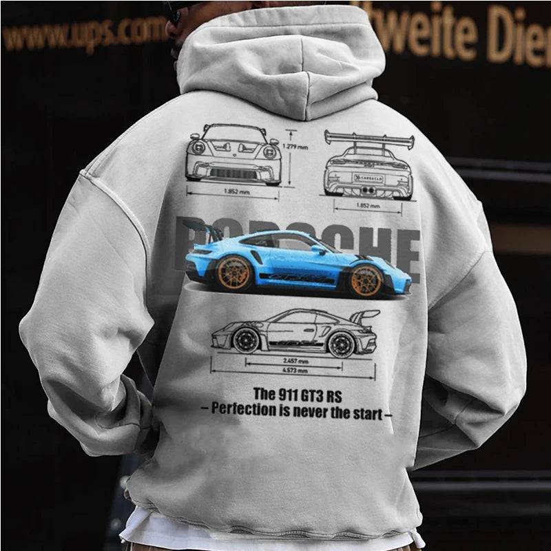 Retro Casual Racing Car Graphic Hoodie - The 4 Season Clothing Brand