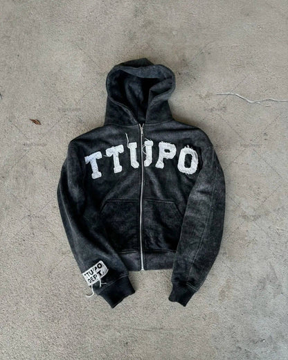 Retro "Tuppo" Lettered Stitched Hoodie - The 4 Season Clothing Brand