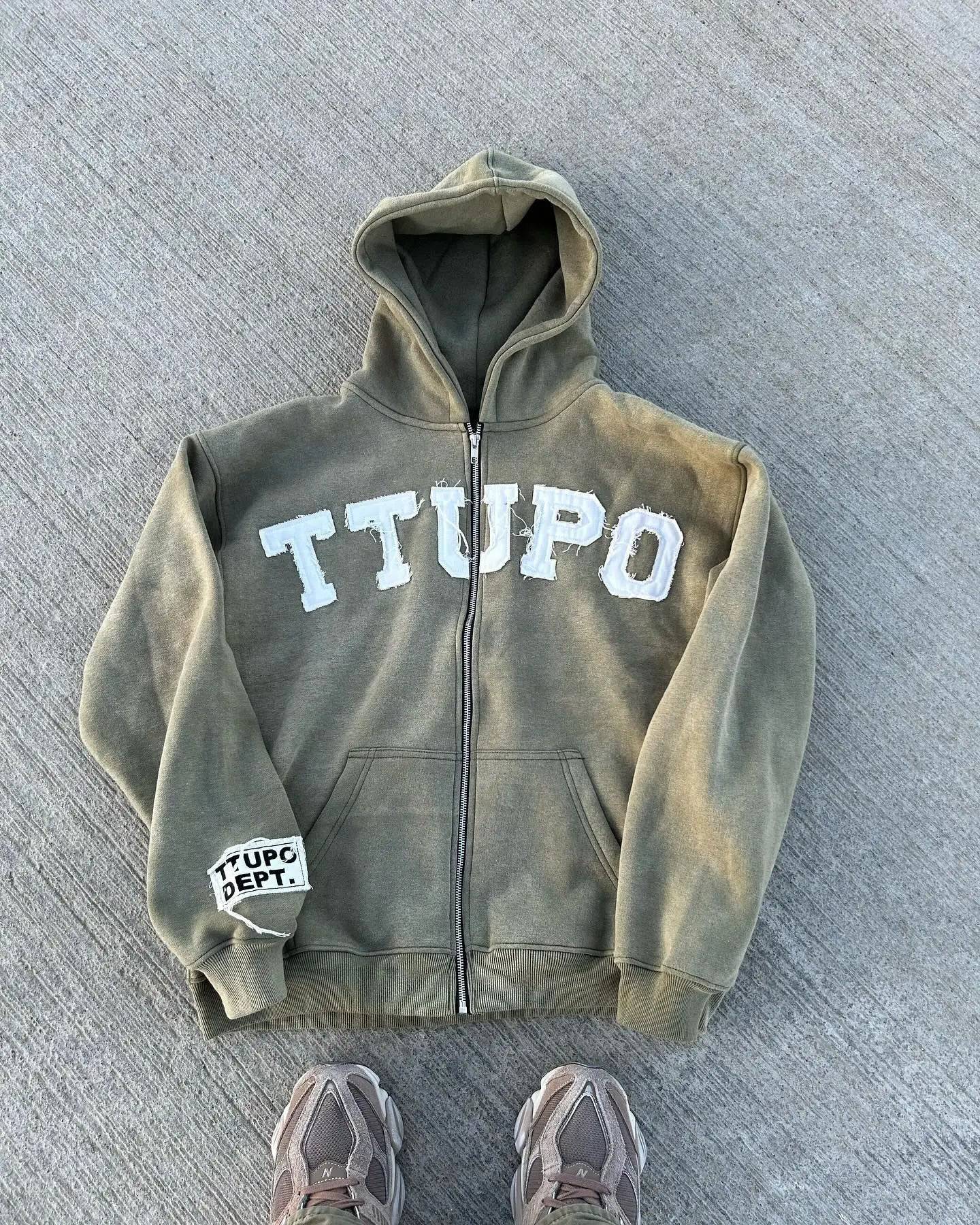 Retro "Tuppo" Lettered Stitched Hoodie - The 4 Season Clothing Brand