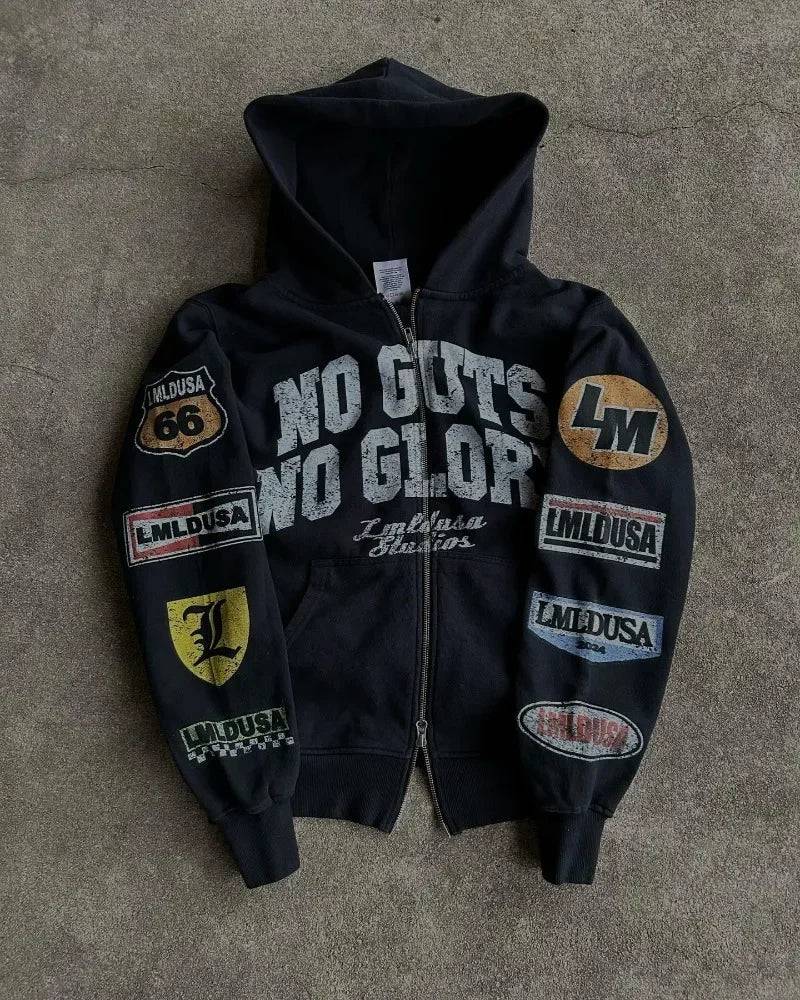 No Guts / NoGlory Graphic Zipper Hoodie - The 4 Season Clothing Brand