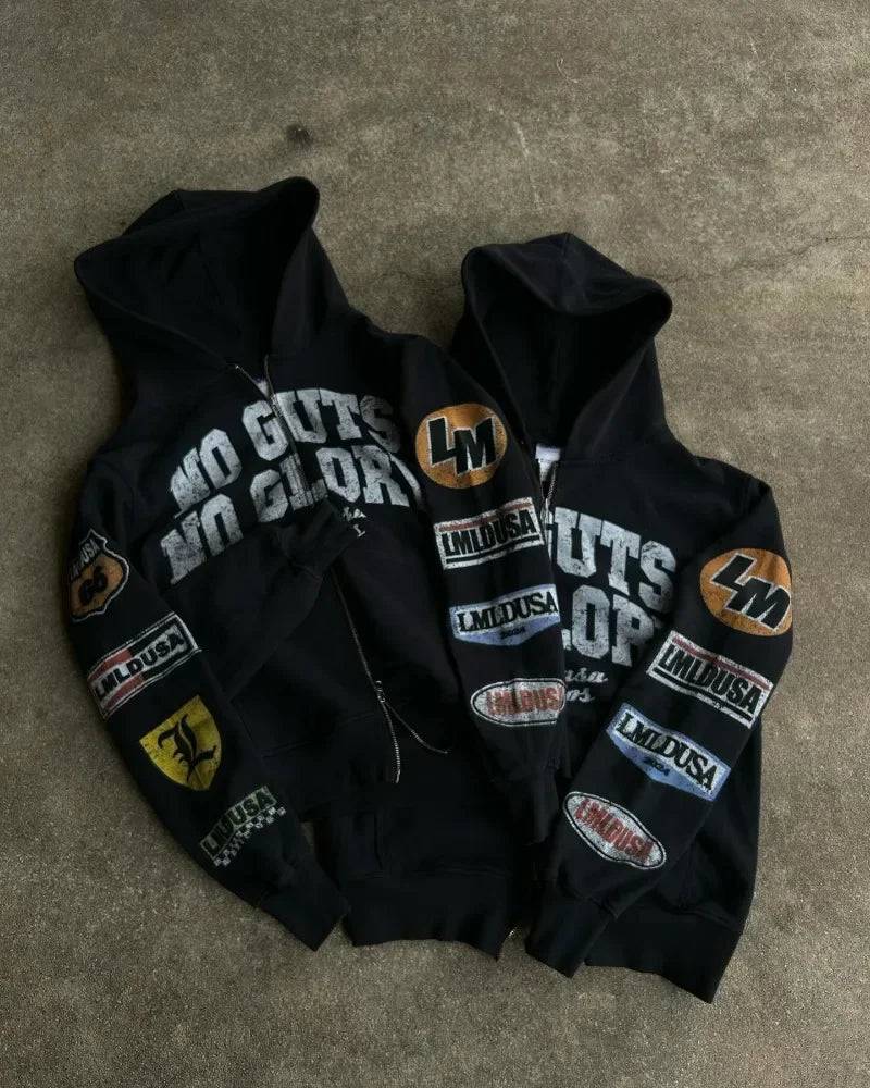 No Guts / NoGlory Graphic Zipper Hoodie - The 4 Season Clothing Brand