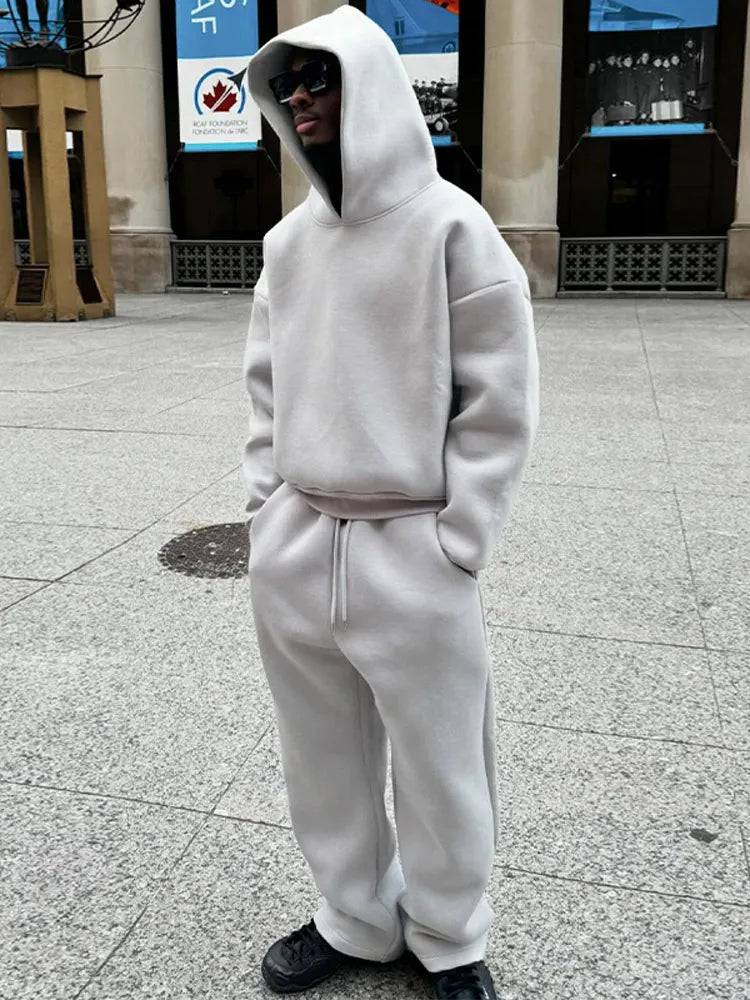 Casual Solid Couple's Hoodie & Loose Sweatpants 2-Piece Suit - The 4 Season Clothing Brand