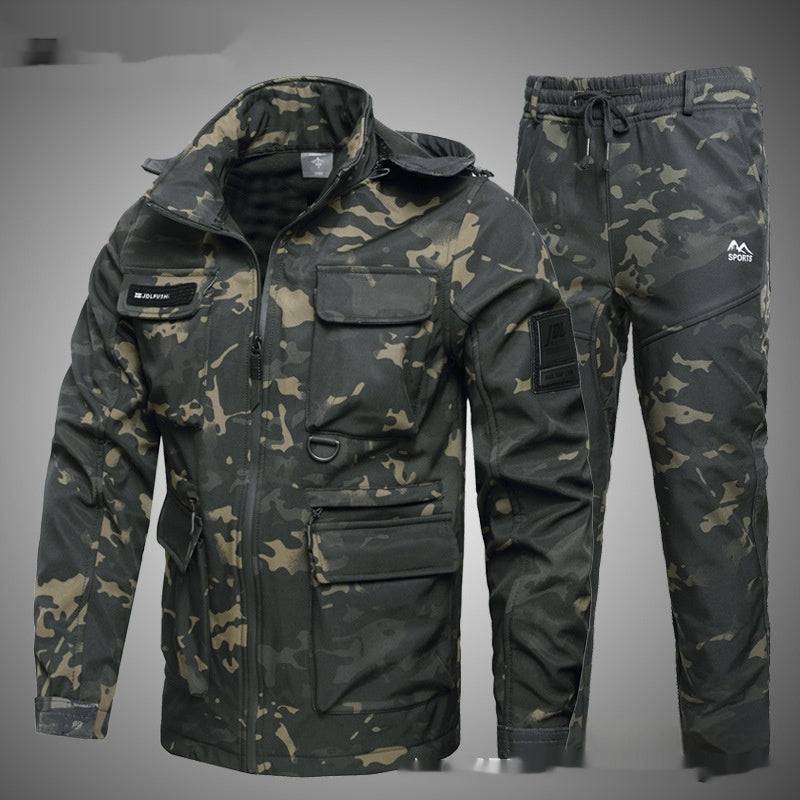 Mountaineering Autumn And Winter Fleece-lined Warm Waterproof Labor Protection Camouflage Wear-resistant Suit - The 4 Season Clothing Brand