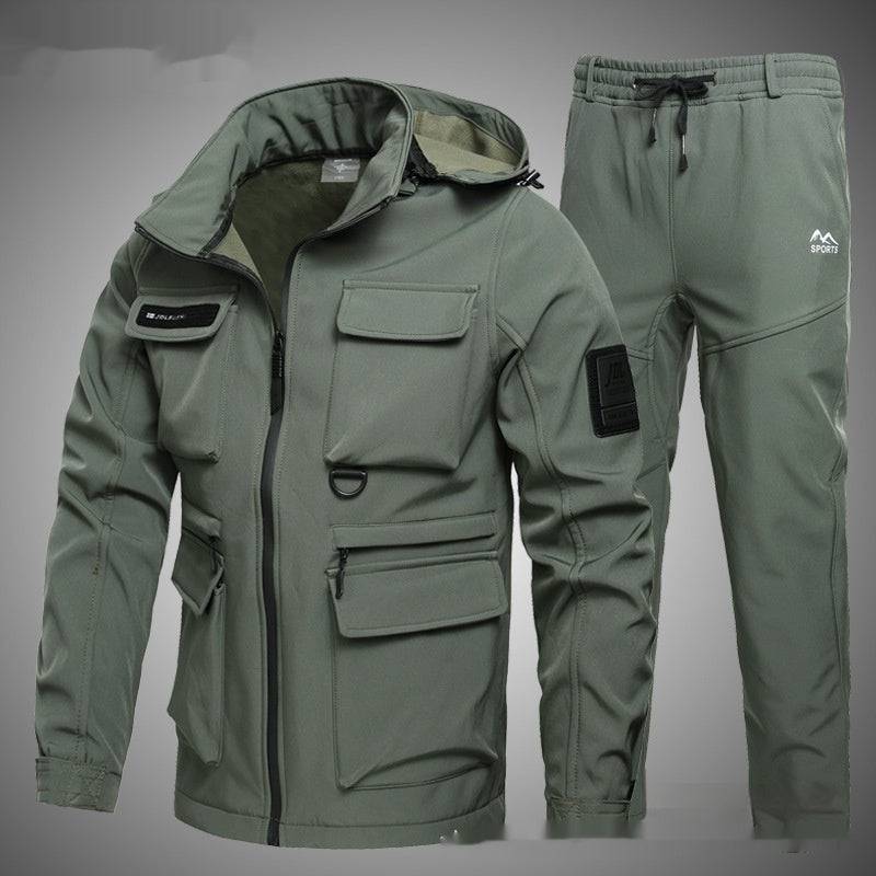 Mountaineering Autumn And Winter Fleece-lined Warm Waterproof Labor Protection Camouflage Wear-resistant Suit - The 4 Season Clothing Brand