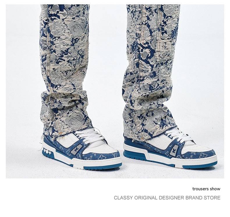 All-Matching Loose Exclusive Denim Jacquard Jeans - The 4 Season Clothing Brand