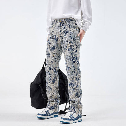 All-Matching Loose Exclusive Denim Jacquard Jeans - The 4 Season Clothing Brand