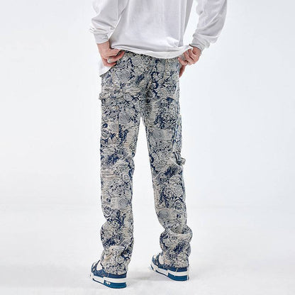 All-Matching Loose Exclusive Denim Jacquard Jeans - The 4 Season Clothing Brand