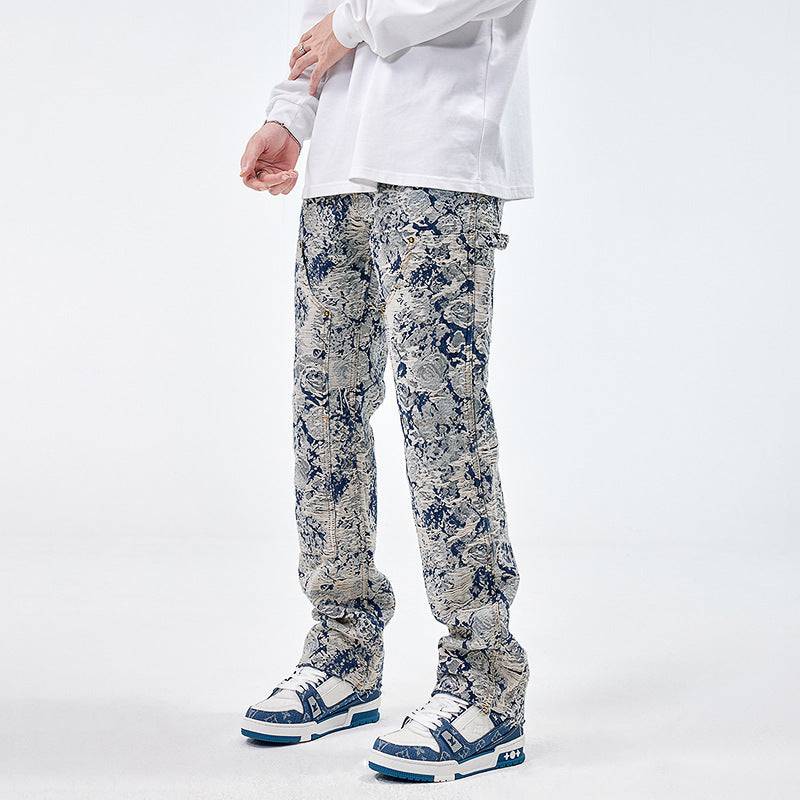 All-Matching Loose Exclusive Denim Jacquard Jeans - The 4 Season Clothing Brand