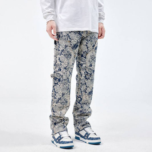 All-Matching Loose Exclusive Denim Jacquard Jeans - The 4 Season Clothing Brand