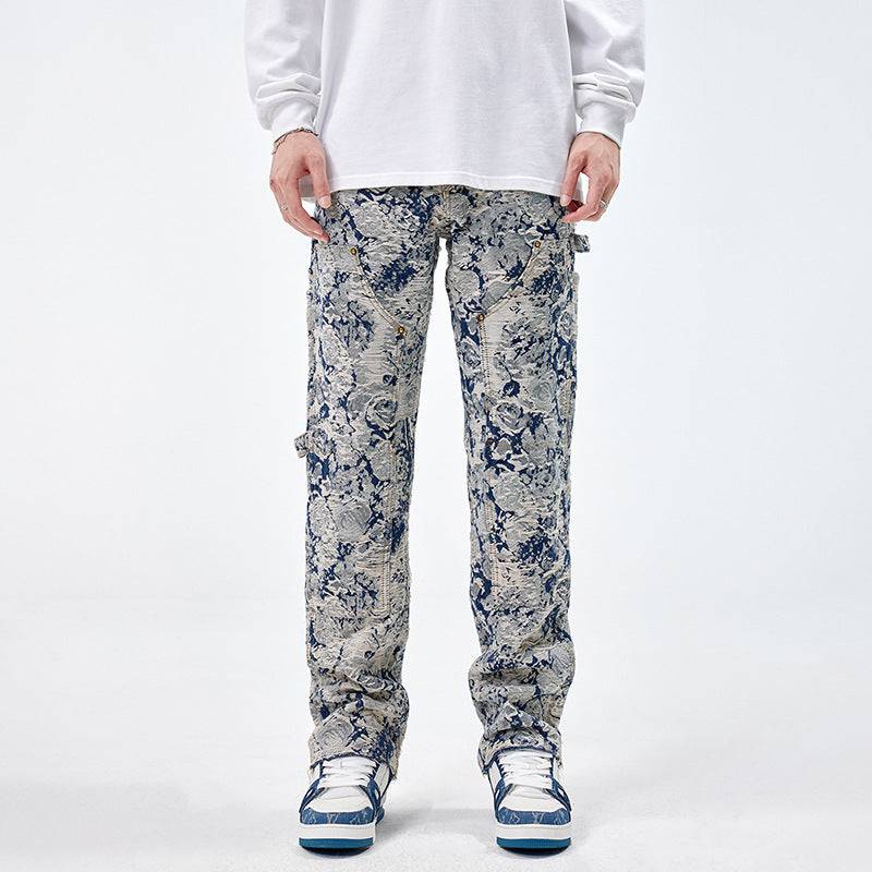 All-Matching Loose Exclusive Denim Jacquard Jeans - The 4 Season Clothing Brand