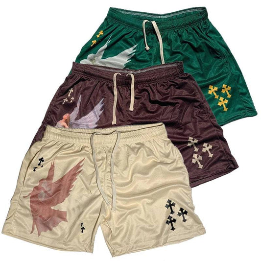 Christian Angel Cross Printed Gym Shorts - The 4 Season Clothing Brand