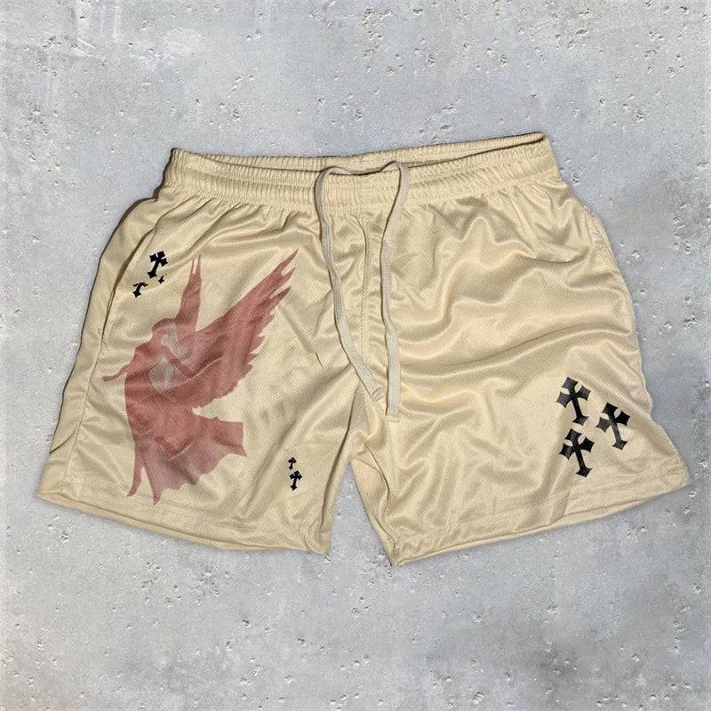 Christian Angel Cross Printed Gym Shorts - The 4 Season Clothing Brand