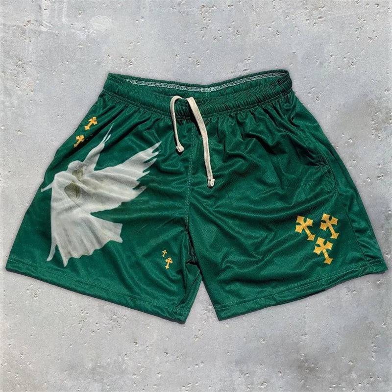 Christian Angel Cross Printed Gym Shorts - The 4 Season Clothing Brand