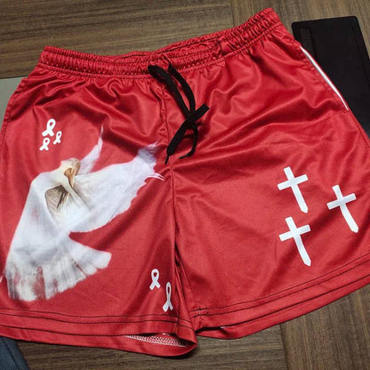 Christian Angel Cross Printed Gym Shorts - The 4 Season Clothing Brand