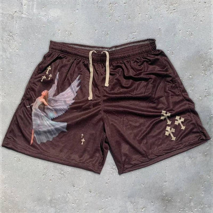 Christian Angel Cross Printed Gym Shorts - The 4 Season Clothing Brand