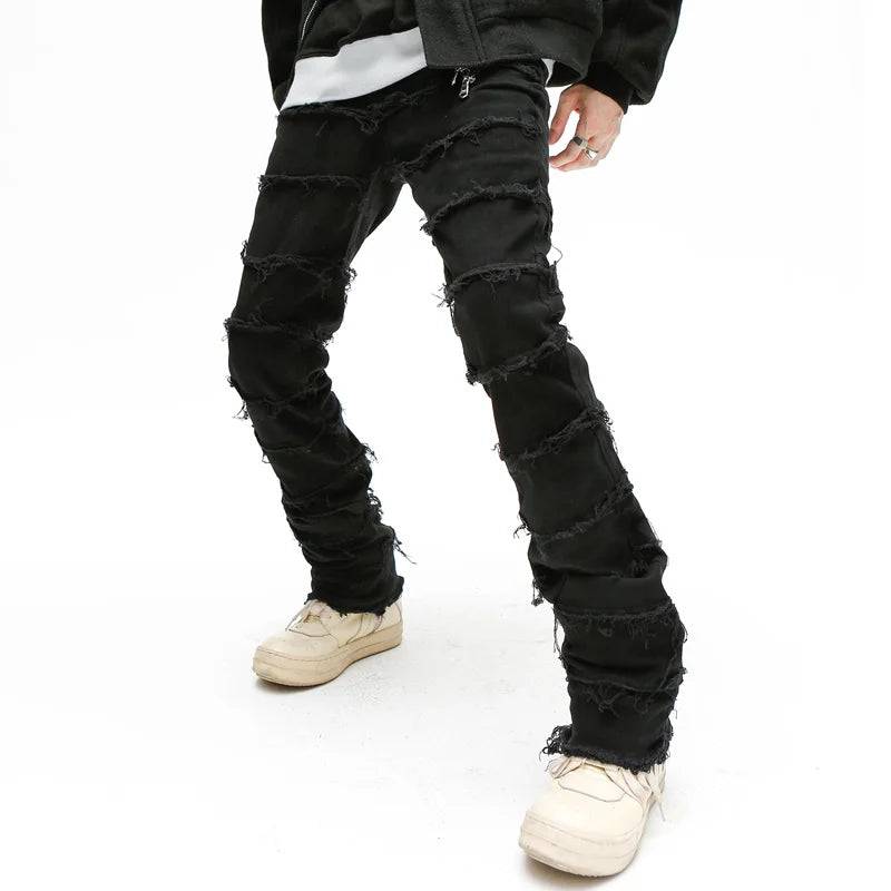 Heavy Industry Hole Frayed Destruction Ripped Stacked Jeans - The 4 Season Clothing Brand