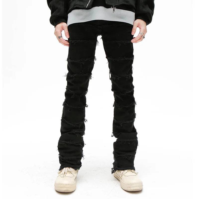 Heavy Industry Hole Frayed Destruction Ripped Stacked Jeans - The 4 Season Clothing Brand