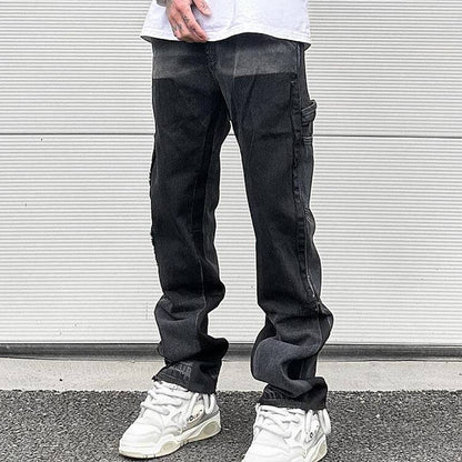 Washed Black And Grey Micro Stacked Jeans - The 4 Season Clothing Brand