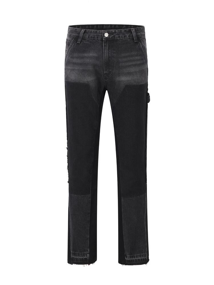 Washed Black And Grey Micro Stacked Jeans - The 4 Season Clothing Brand