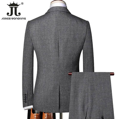 Retro Gentleman Classic Plaid Formal Business Slim-Fit Suit 3-Pces Set - The 4 Season Clothing Brand