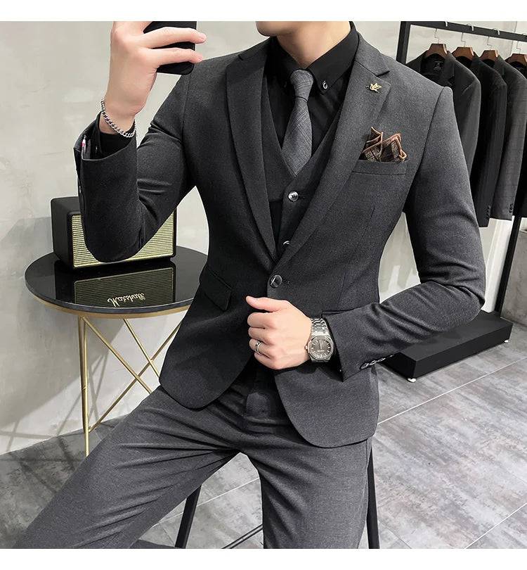 High-end Boutique Casual Business Suit 3-Piece Set - The 4 Season Clothing Brand