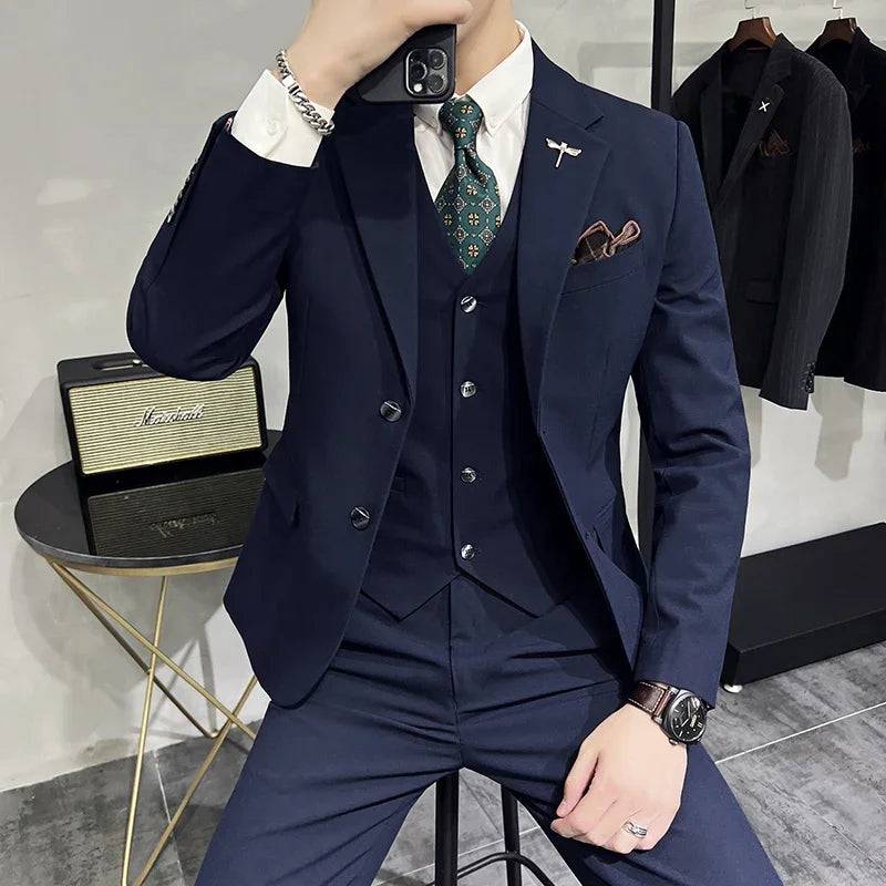 High-end Boutique Casual Business Suit 3-Piece Set - The 4 Season Clothing Brand