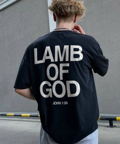 Lamb Of God Printed Letter T-Shirt - The 4 Season Clothing Brand