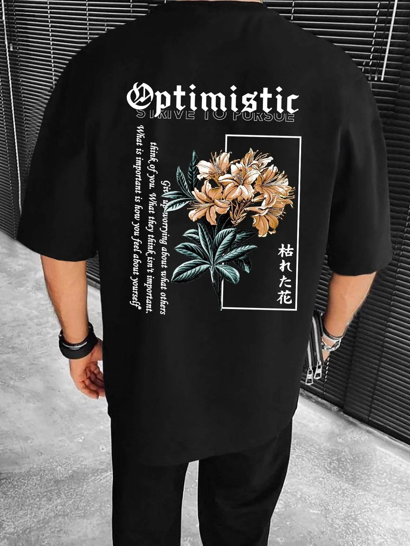 Optimistic Strive To Porsue Graphic Rose T-Shirt - The 4 Season Clothing Brand