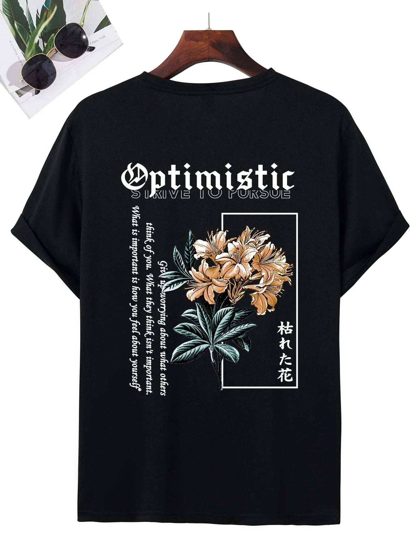 Optimistic Strive To Porsue Graphic Rose T-Shirt - The 4 Season Clothing Brand