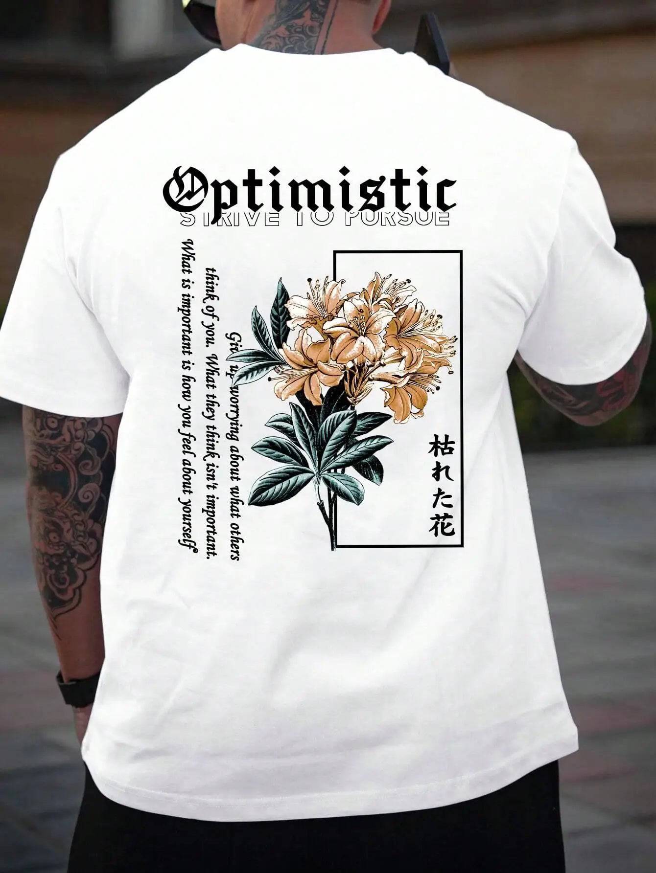 Optimistic Strive To Porsue Graphic Rose T-Shirt - The 4 Season Clothing Brand