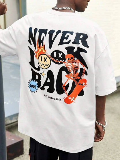 Never Look Back Creative Smile Printed T-Shirt - The 4 Season Clothing Brand