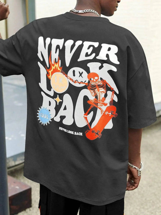 Never Look Back Creative Smile Printed T-Shirt - The 4 Season Clothing Brand