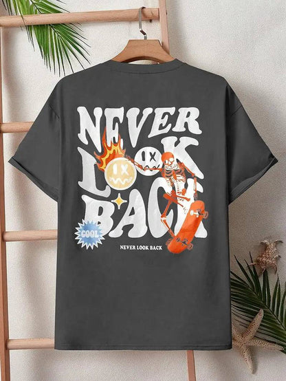 Never Look Back Creative Smile Printed T-Shirt - The 4 Season Clothing Brand