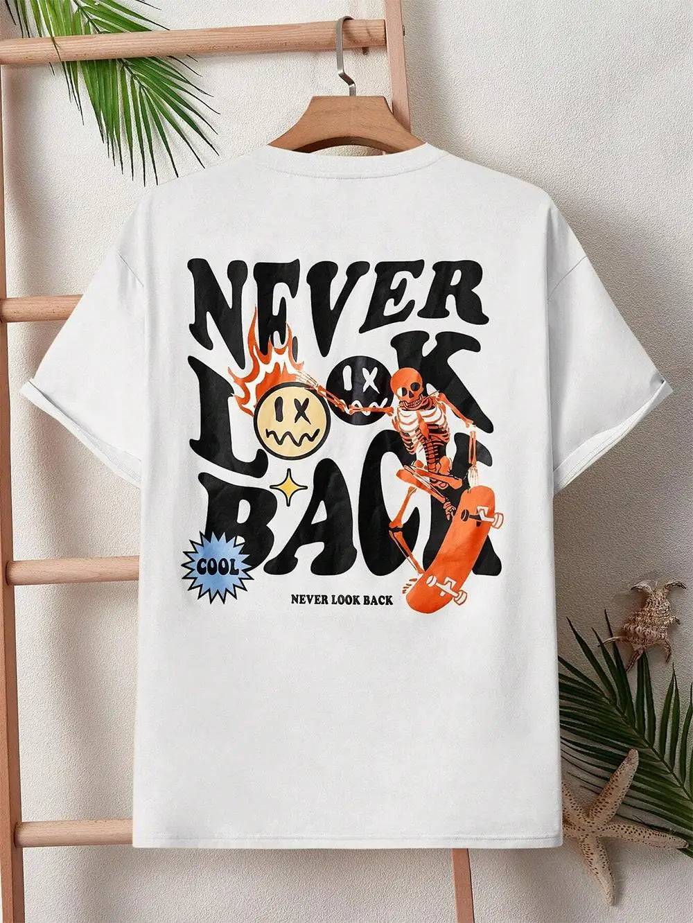 Never Look Back Creative Smile Printed T-Shirt - The 4 Season Clothing Brand