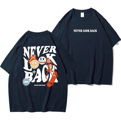 Never Look Back Creative Smile Printed T-Shirt - The 4 Season Clothing Brand