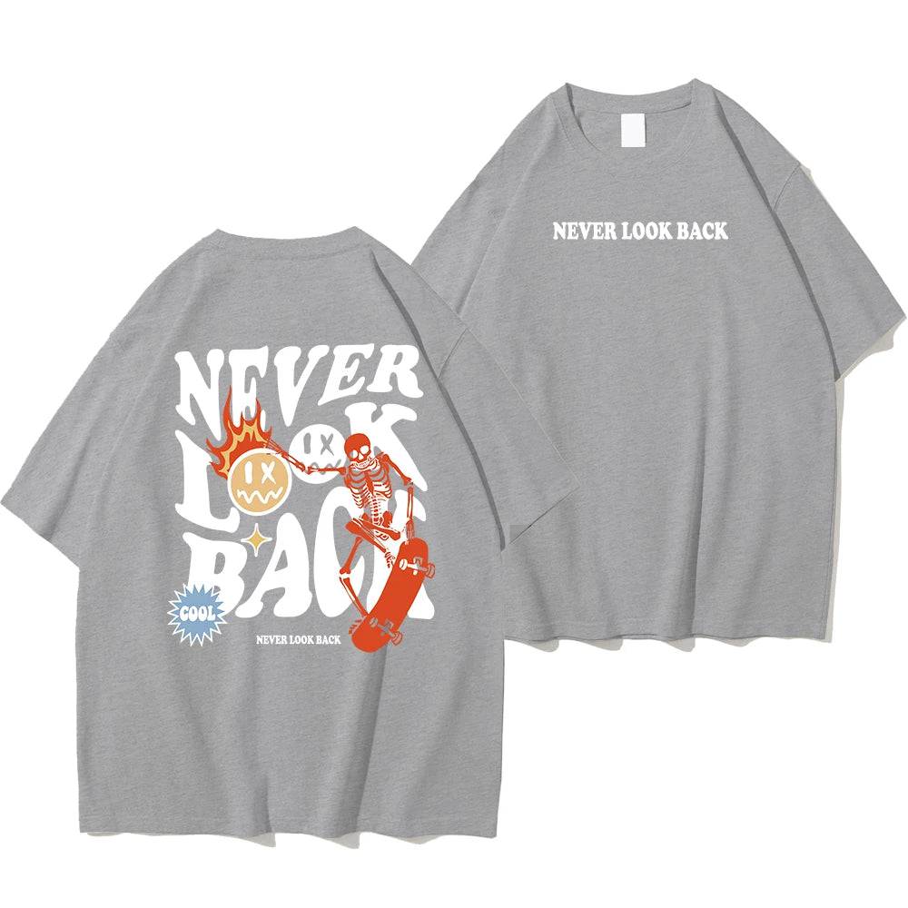 Never Look Back Creative Smile Printed T-Shirt - The 4 Season Clothing Brand