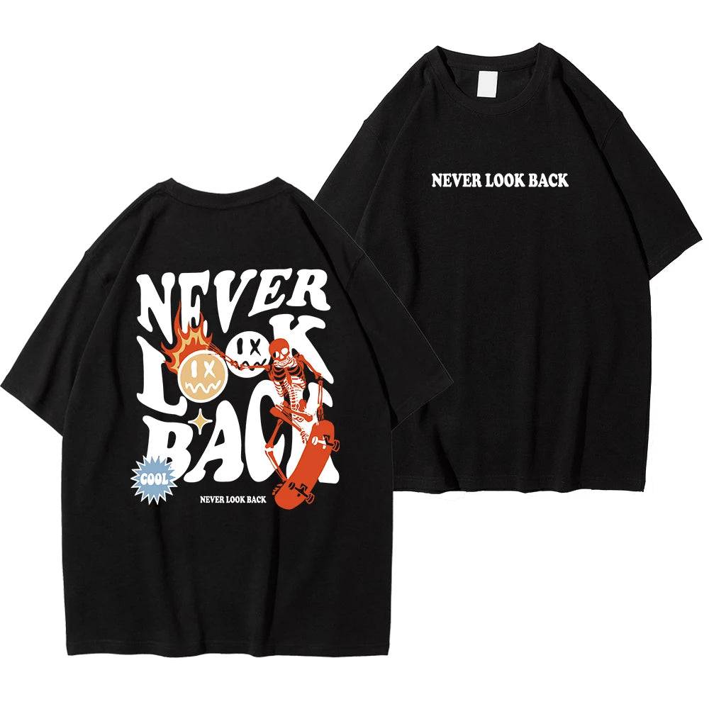 Never Look Back Creative Smile Printed T-Shirt - The 4 Season Clothing Brand