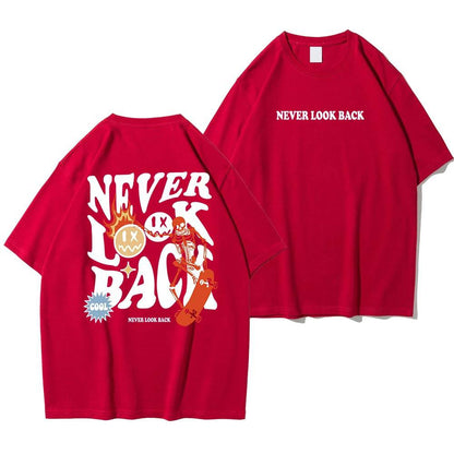 Never Look Back Creative Smile Printed T-Shirt - The 4 Season Clothing Brand