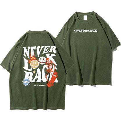 Never Look Back Creative Smile Printed T-Shirt - The 4 Season Clothing Brand