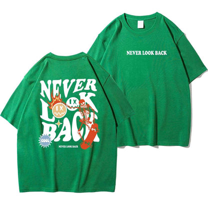 Never Look Back Creative Smile Printed T-Shirt - The 4 Season Clothing Brand