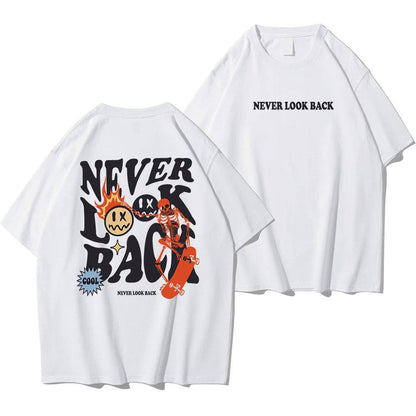 Never Look Back Creative Smile Printed T-Shirt - The 4 Season Clothing Brand