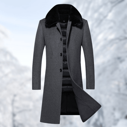 Premium Fur-Collar Trench Woolen Coat - The 4 Season Clothing Brand