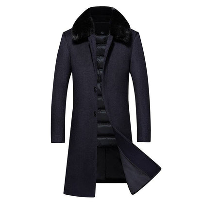 Premium Fur-Collar Trench Woolen Coat - The 4 Season Clothing Brand