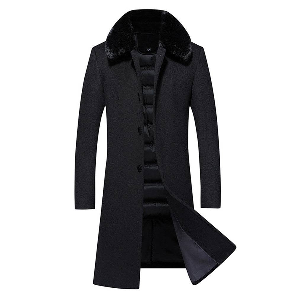 Premium Fur-Collar Trench Woolen Coat - The 4 Season Clothing Brand