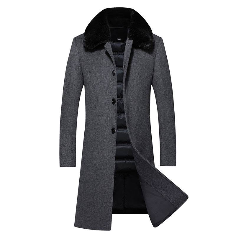 Premium Fur-Collar Trench Woolen Coat - The 4 Season Clothing Brand